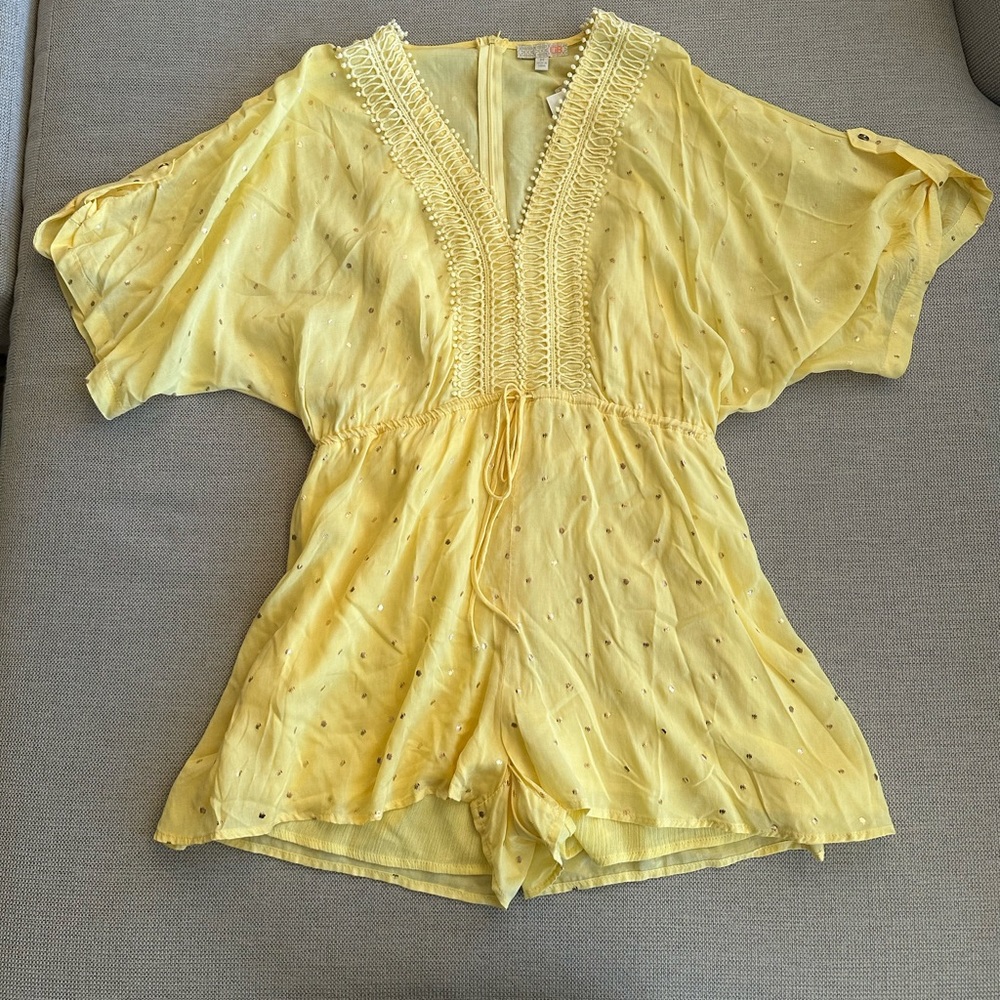 Gianni Bini Yellow Romper with Gold detailing
